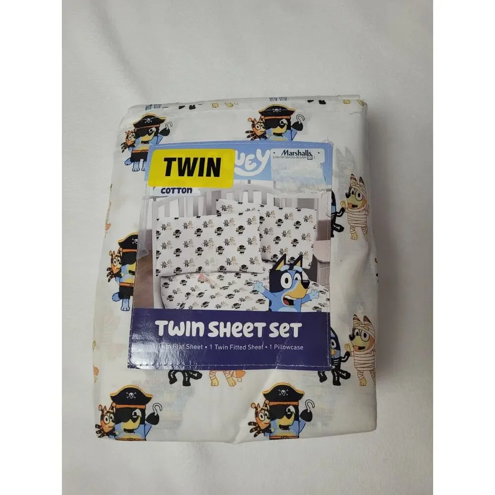 Bluey & Bingo Halloween Cotton Twin Sheet Set Mummy & Skeleton Sheets